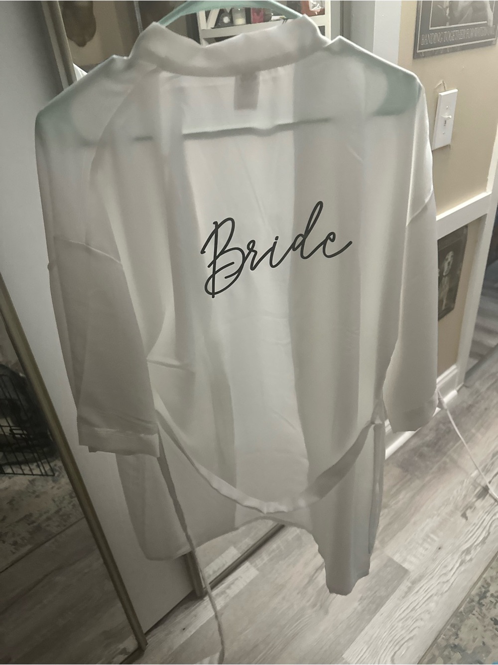 Bride Satin Robe in White with Script Back